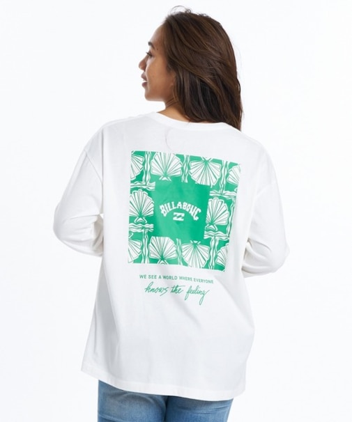 BILLABONG/SQUARE LOGO BOY FIT LS T BG013050 ロンT  長袖Tシャツ オーバーサイズシルエット ビラボン レディース ムラサキスポーツ