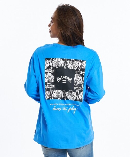 BILLABONG/SQUARE LOGO BOY FIT LS T BG013050 ロンT  長袖Tシャツ オーバーサイズシルエット ビラボン レディース ムラサキスポーツ