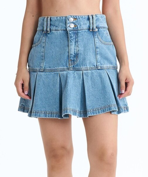 ROXY/	BLOOM RSK261070 スカート プリーツ デニム ミニスカート インナーパンツ付き ロキシー レディース ムラサキスポーツ