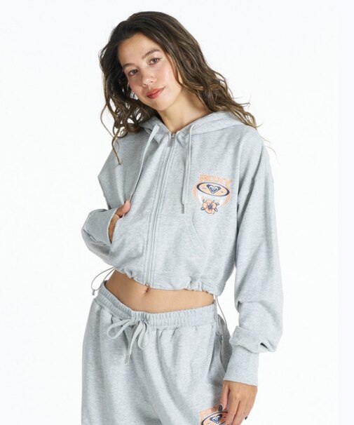 【限定】ROXY/別注 WAVE CLUB HOODIE RZP261646M ジップアップ パーカー クロップド丈 裏毛 ロキシー レディース ムラサキスポーツ限定