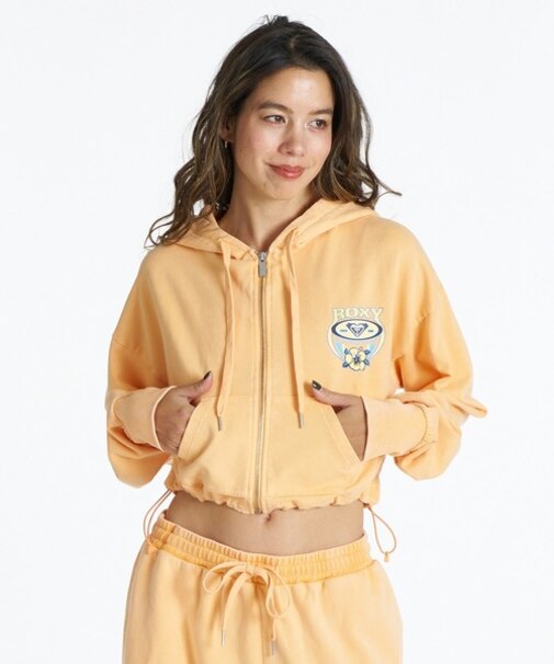 【限定】ROXY/別注 WAVE CLUB HOODIE RZP261646M ジップアップ パーカー クロップド丈 裏毛 ロキシー レディース ムラサキスポーツ限定