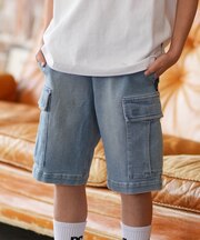 DC/キッズ YWS261504 26 KD WIDE CARGO SHORT ストレッチ ワイドシルエット カーゴパンツ ショートパンツ デニム ディーシー 男の子 女の子 ムラサキスポーツ