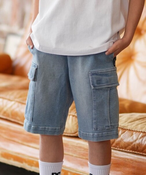 DC/キッズ YWS261504 26 KD WIDE CARGO SHORT ストレッチ ワイドシルエット カーゴパンツ ショートパンツ デニム ディーシー 男の子 女の子 ムラサキスポーツ