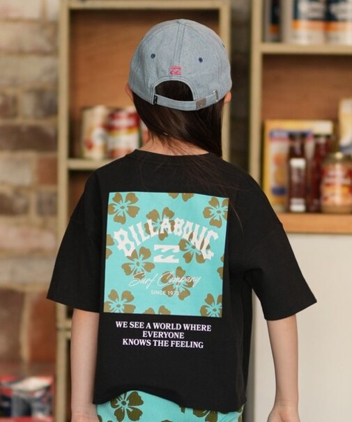 BILLABONG/キッズ GIRL BG015250 SQUARE LOGO ルーズクロップドフィット 半袖Tシャツ ビラボン 女の子 ムラサキスポーツ