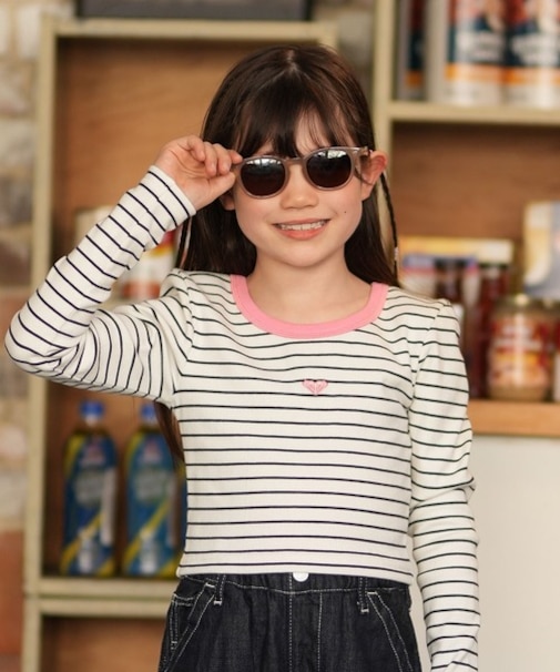 ROXY/キッズ GIRL ERGKT03281 HEY YEAH YEAH LS ER  ミニシルエット長袖Tシャツ ロキシー 女の子 ムラサキスポーツ