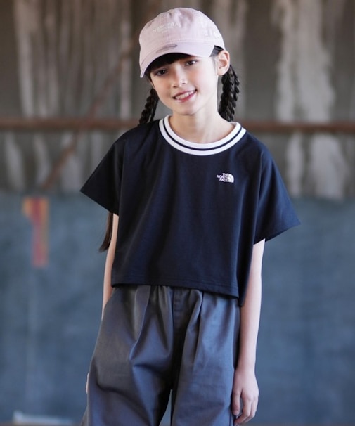 THE NORTH FACE/キッズ GIRL ショートスリーブワイドショートティー ショート丈 UPF15-30 半袖Tシャツ ザ・ノースフェイス 女の子 ムラサキスポーツ
