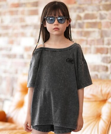 【ムラサキスポーツ別注】DC/キッズ GIRL YST261521M 26 KD GS HIDDEN OS SS セットアップ対応 肩ヒモ 半袖Tシャツ ディーシー 女の子 ムラサキスポーツ限定