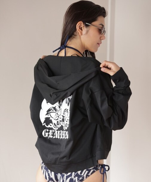 GYDA/414590 ラッシュガード ジップアップ パーカー GEMIEN バックプリント ラッシュフーディー ジェイダ レディース ムラサキスポーツ