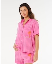 RIP CURL/071WSH ブラウス シャツ 半袖シャツ セットアップ対応 HOTEL MALIBU EMBROID インポート リップカール レディース ムラサキスポーツ