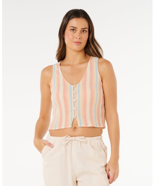 RIP CURL/07QWSH タンクトップ ノースリーブ セットアップ対応 PREMIUM SURF STRIPE TOP インポート リップカール レディース ムラサキスポーツ