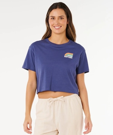RIP CURL/0MFWTE 半袖Tシャツ インポート クロップドTシャツ SURF SIDE CROPPED TEE リップカール レディース ムラサキスポーツ