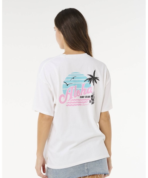 RIP CURL/0N3WTE 半袖Tシャツ ALOHA HERITAGE TEE Tシャツ リップカール レディース ムラサキスポーツ
