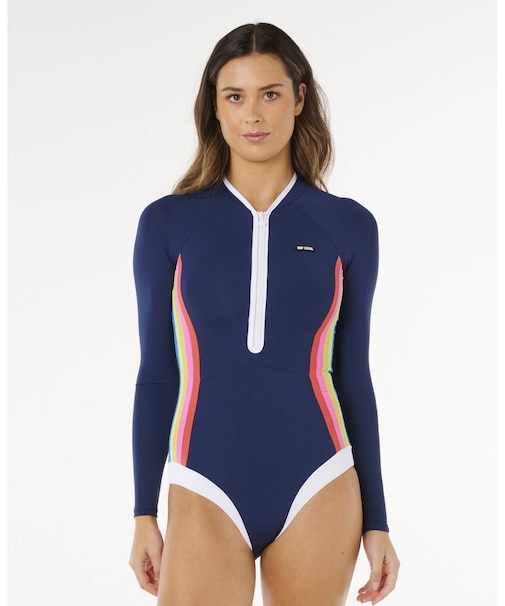 RIP CURL/19YWRV 水着 ビキニ UPF50+ ラッシュガード Surf Stripe UPF Surf Suit リップカール レディース ムラサキスポーツ