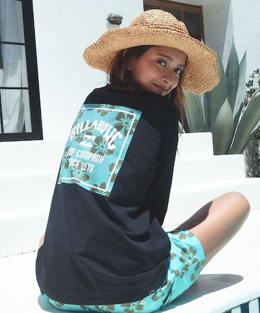 BILLABONG/BG013857 UPF50+ クルーネック 長袖ラッシュガード ロンT MORFY SQUARE LOGO ビラボン レディース ムラサキスポーツ