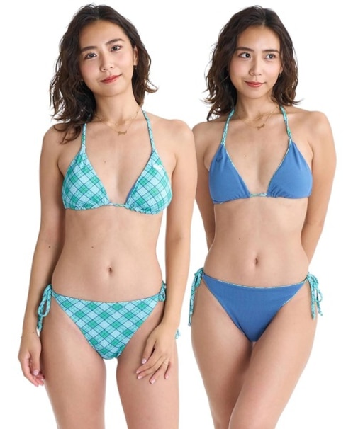 ROXY/RSW261001 水着 リバーシブル仕様 ビキニ チェック 無地 CALMAIR ロキシー レディース ムラサキスポーツ