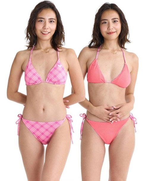 ROXY/RSW261001 水着 リバーシブル仕様 ビキニ チェック 無地 CALMAIR ロキシー レディース ムラサキスポーツ
