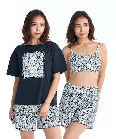 ROXY/RSW261008 水着 3点セット ビキニ ラッシュT 付き REEF NOTE ロキシー レディース ムラサキスポーツ