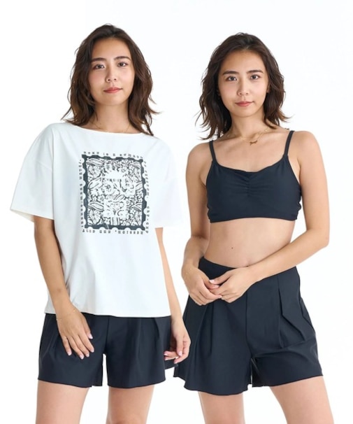 ROXY/RSW261008 水着 3点セット ビキニ ラッシュT 付き REEF NOTE ロキシー レディース ムラサキスポーツ