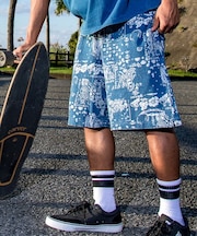 QUIKSILVER/QWS262004 MERCURY PAISLEY BAGGY SWEAT SHORTS ショートパンツ ペイズリー柄 フリース生地 クイックシルバー メンズ ムラサキスポーツ