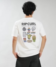 RIPCURL/水着 RCM6S-4306 UPF50+ 水陸両用 STICKER ICON RASH UVケアラッシュガード 半袖 Tシャツ リップカール メンズ ムラサキスポーツ