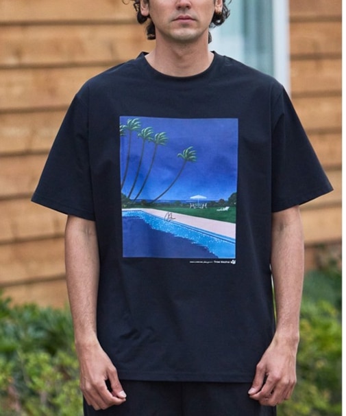 【限定】THREEWEATHER/水着 TW6S-4301 「永井博コラボ」半袖 Tシャツ ラッシュガード UVケア 水陸両用 スリーウェザー メンズ ムラサキスポーツ