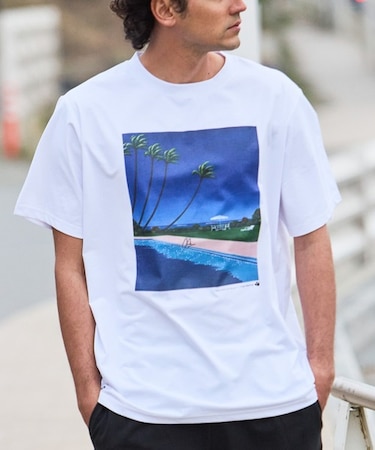 【限定】THREEWEATHER/水着 TW6S-4301 「永井博コラボ」半袖 Tシャツ ラッシュガード UVケア 水陸両用 スリーウェザー メンズ ムラサキスポーツ