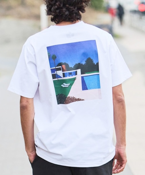 【限定】THREEWEATHER/水着 TW6S-4302「永井博コラボ」半袖 Tシャツ ラッシュガード UVカット 水陸両用 スリーウェザー メンズ ムラサキスポーツ