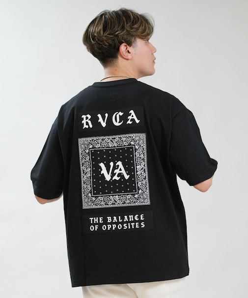 【限定】RVCA/BG041P02 半袖 Tシャツ バックプリント OE BANDANA BALANCE PATCH ルーカ メンズ ムラサキスポーツ限定