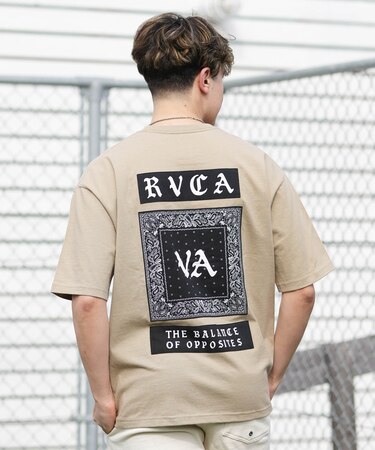 【限定】RVCA/BG041P02 半袖 Tシャツ バックプリント OE BANDANA BALANCE PATCH ルーカ メンズ ムラサキスポーツ限定