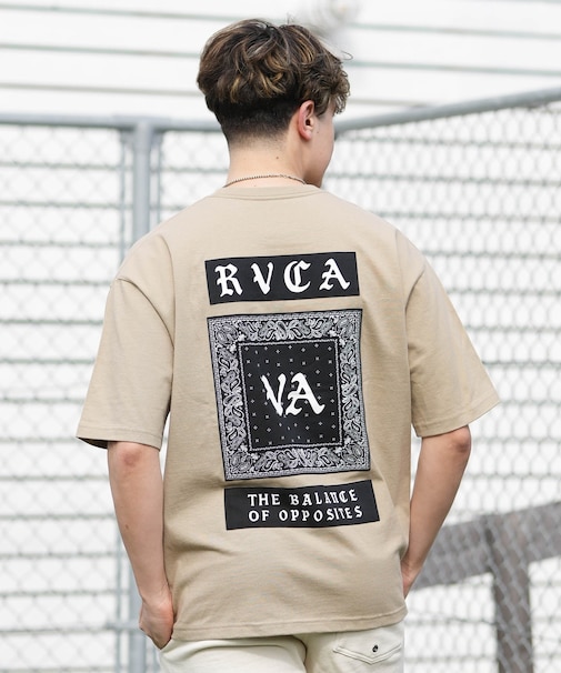 【限定】RVCA/BG041P02 半袖 Tシャツ バックプリント OE BANDANA BALANCE PATCH ルーカ メンズ ムラサキスポーツ限定