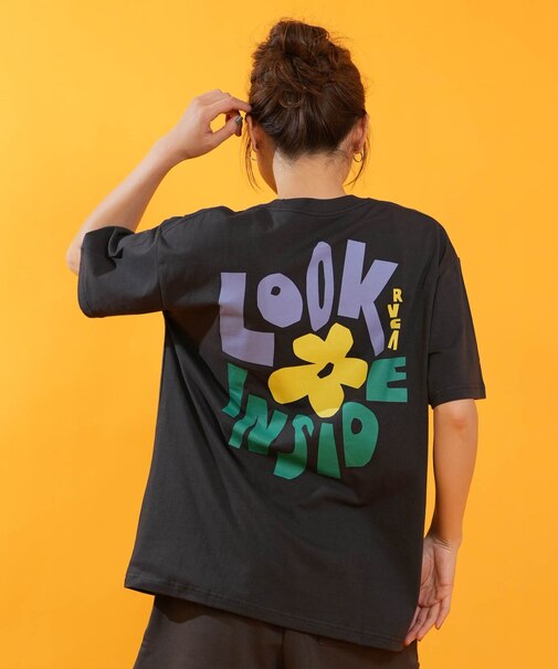 RVCA/BG04C211 半袖 Tシャツ バックプリント ルーズフィット PEACE GOOD DAY LOSE FIT T ルーカ レディース ムラサキスポーツ