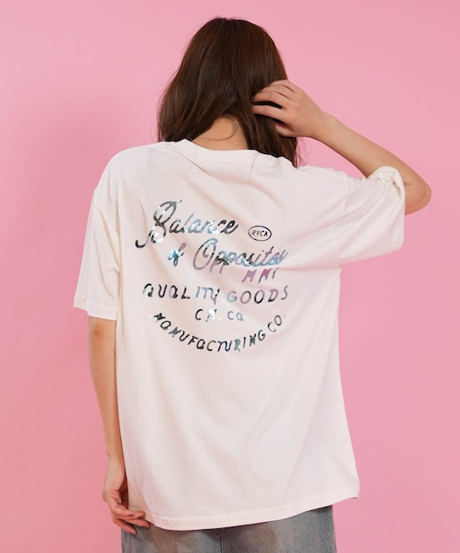 RVCA/BG04C213 半袖 Tシャツ バックプリント ルーズフィット FOIL PRINT LOSE FIT TEE ルーカ レディース ムラサキスポーツ
