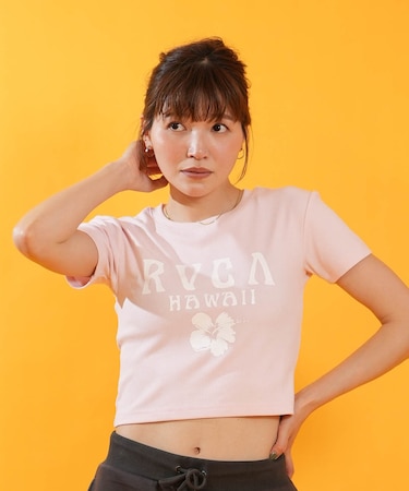RVCA/BG04C216 半袖 Tシャツ クロップド丈 ショート丈 RHINESTONE MINI TEE ルーカ レディース ムラサキスポーツ