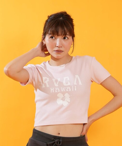 RVCA/BG04C216 半袖 Tシャツ クロップド丈 ショート丈 RHINESTONE MINI TEE ルーカ レディース ムラサキスポーツ