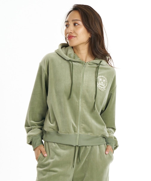 BILLA BONG/BG014011 ジップアップ パーカー フーディー ベロア セットアップ対応 SURF CAMP PALM 73 ZIP HOODIE ビラボン レディース ムラサキスポーツ