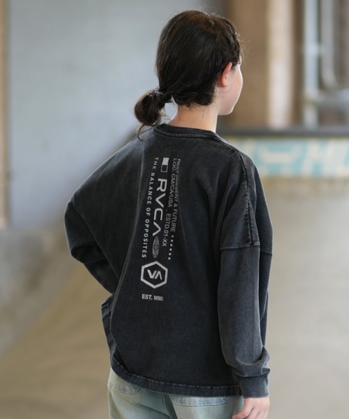 RVCA/キッズ BG046052 長袖 Tシャツ ロンT 子供服 ロゴ バックプリント 冷感素材 ルーカ 男の子 女の子 ムラサキスポーツ