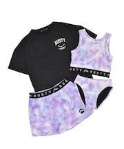 RUSTY/キッズ 水着 4点セット 966801 セパレートタイプ 半袖 Tシャツ ショートパンツ ラスティー 女の子 ムラサキスポーツ