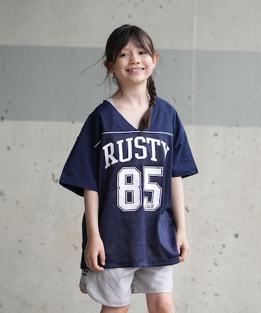RUSTY/キッズ 水着 966802 4点セット ラッシュTシャツ付き ショートパンツ ラスティー 女の子 ムラサキスポーツ