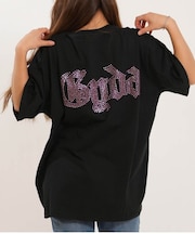 【限定】GYDA/072642772301 半袖 Tシャツ GD BACK BIG T/S ロング丈 ラインストーン ジェイダ レディース ムラサキスポーツ限定