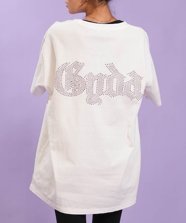 【限定】GYDA/072642772301 半袖 Tシャツ GD BACK BIG T/S ロング丈 ラインストーン ジェイダ レディース ムラサキスポーツ限定