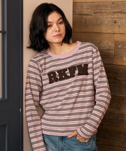 RIKKAFEMME/RF6F-2204 長袖 Tシャツ ロンT ロゴ刺繍 ボーダー柄 リッカファム レディース ムラサキスポーツ