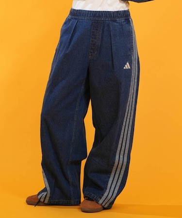 adidas/L6439 WOMEN STADIUM ウオッシュデニムパンツ ジーンズ デニム デニムパンツ ワイドパンツ アディダス レディース ムラサキスポーツ