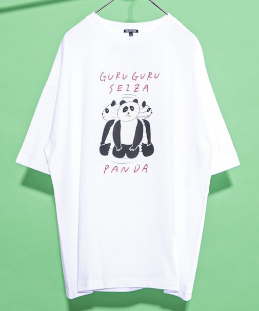 おほしんたろう ぐるぐる正座パンダ グラフィックアートTEE