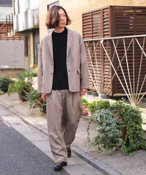 WEB限定 ビッグシルエット オーバーサイズ スタプレ ポリツイル セットアップ (シングルジャケット/パンツ)