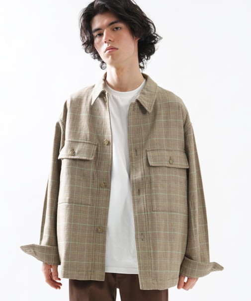 【ユニセックスでオススメ】ビッグシルエット チェックCPO シャツブルゾン/ガンクラブチェックシャツ