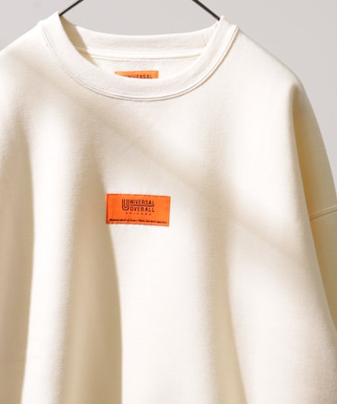▽UNIVERSAL OVERALL×FREAK'S STORE/ユニバーサルオーバーオール 別注センターボックスロゴ クルーネックスウェット/ビッグシルエット