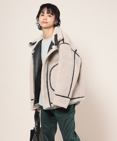 リバーシブルフェイクムートンボアB3(ボアブルゾン、ライダース