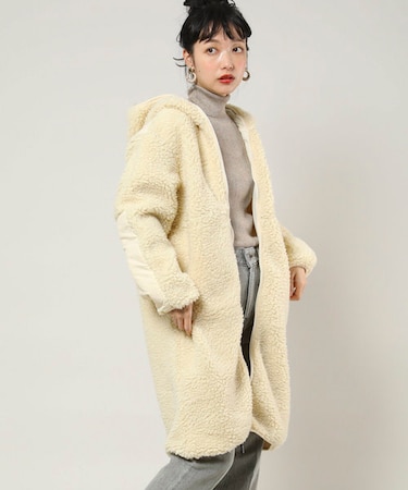 フリークスストア別注ボアフリースコート FIRST DOWN/ファーストダウン 別注ボアフリースフードコート