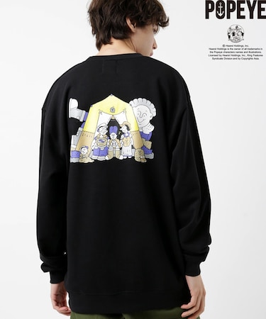 POPEYETM×Redfish/ポパイ×レッドフィッシュ ビッグシルエットスウェットクルーネック