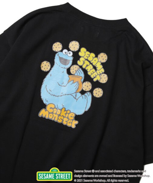 WEB限定 SESAME STREET/セサミストリート 別注 クッキーモンスター バックプリントTシャツ